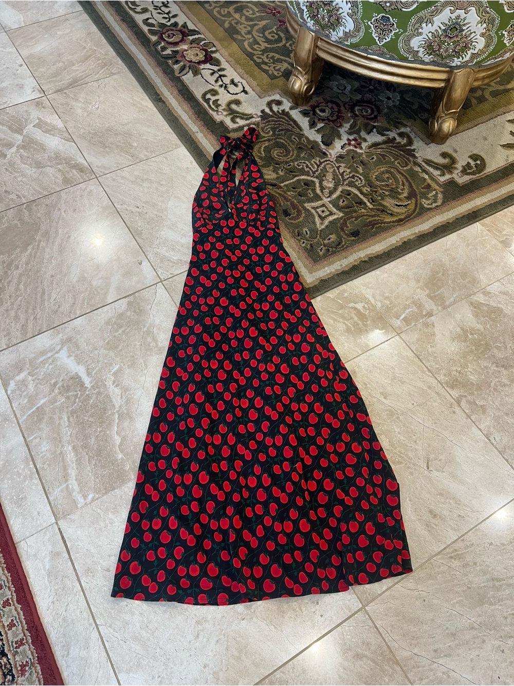 STAUD Lucca Midi Dress with Red Tomato Print
